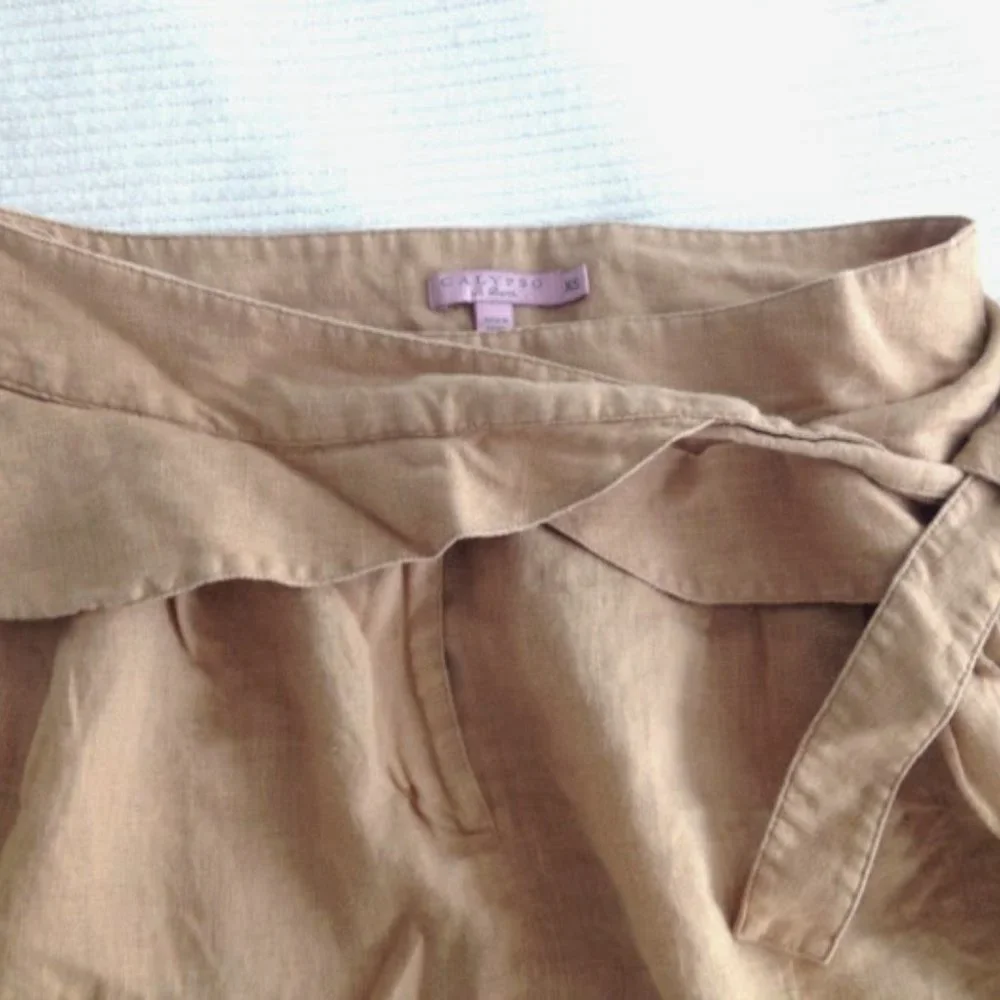 Calypso St. Barth Linen Khaki Wrap Peplum Skirt M - Picture 4 of 7